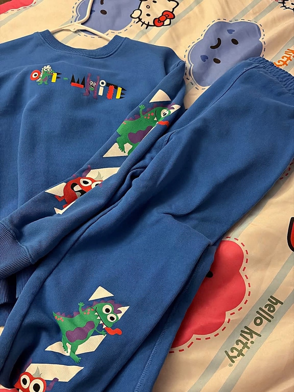 Off-White Kids Blue Monster Graphic Matching Set